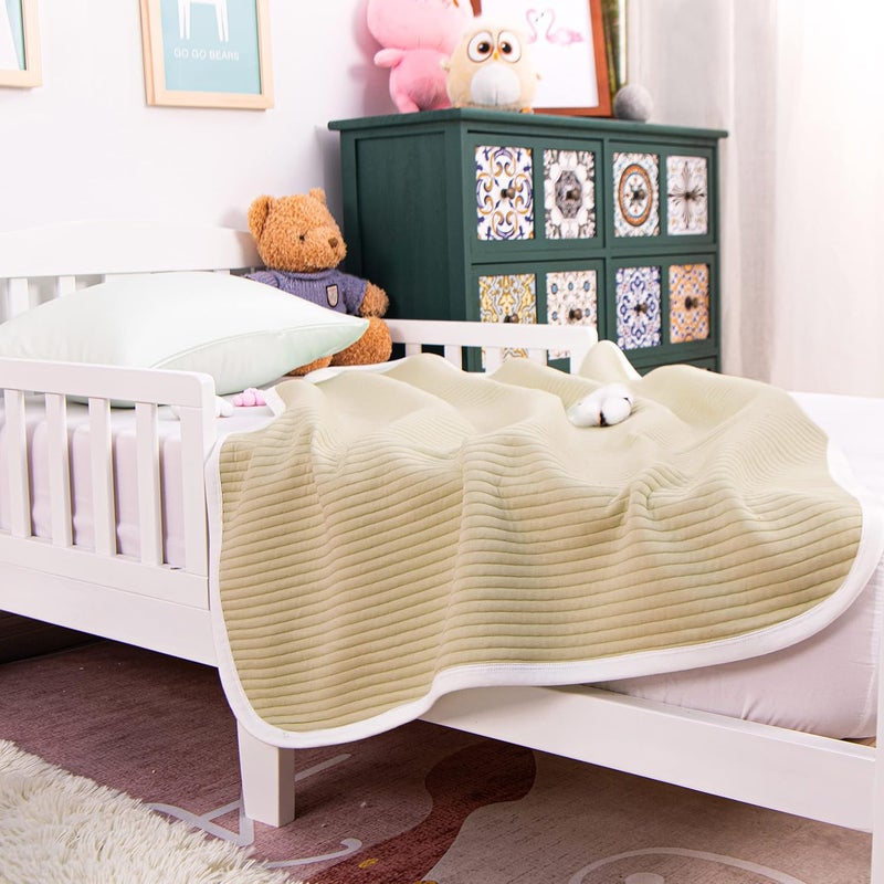NTBAY Jersey Cotton Quilted Toddler Blanket, Breathable and Warm for Boys and Girls Baby Blanket, 30x40 Inches, Camel Stripe - Image 4